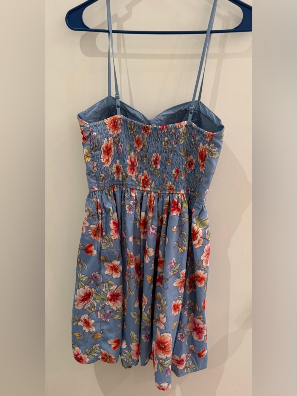 Blue Floral Smocked Sundress